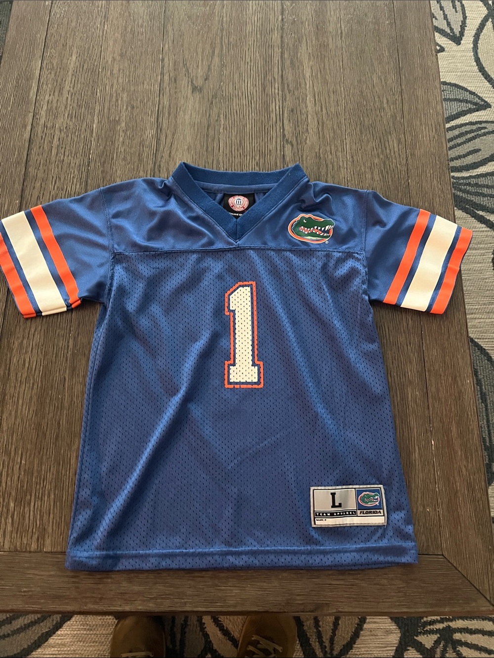 Nike Royal Blue Kids Football Jersey with Orange & White Accents